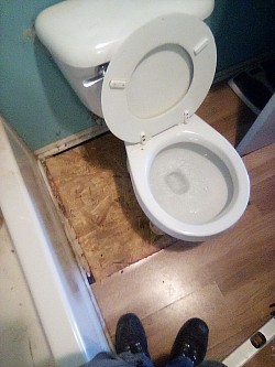 Partial Floor Replacement (Subfloor Installed & Toilet Set w/ New Wax Seal)